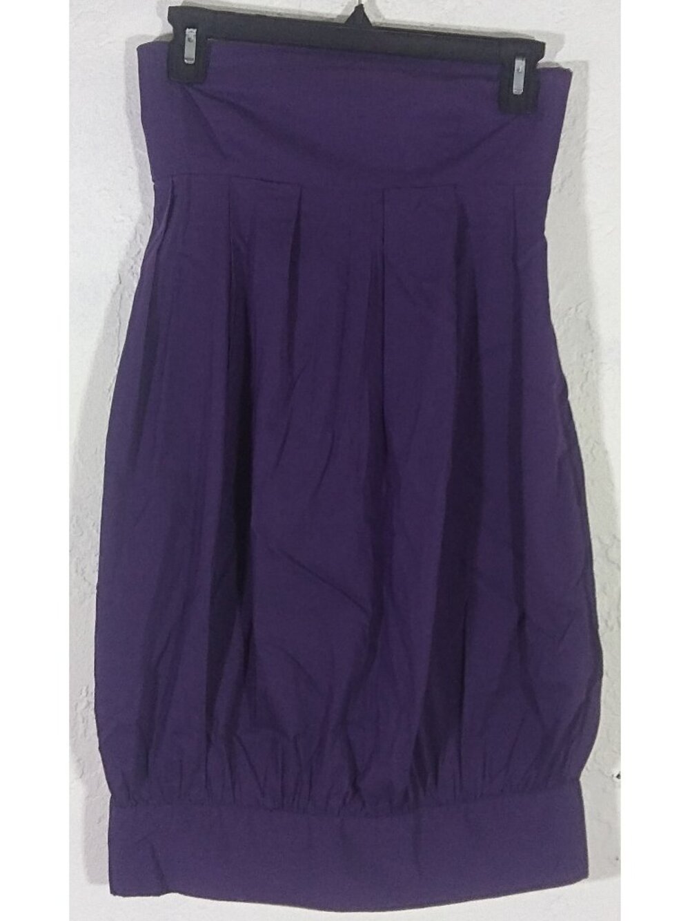 Zara Basic Small Dress Purple Strapless Pleated Mini Smocked Banded Hem